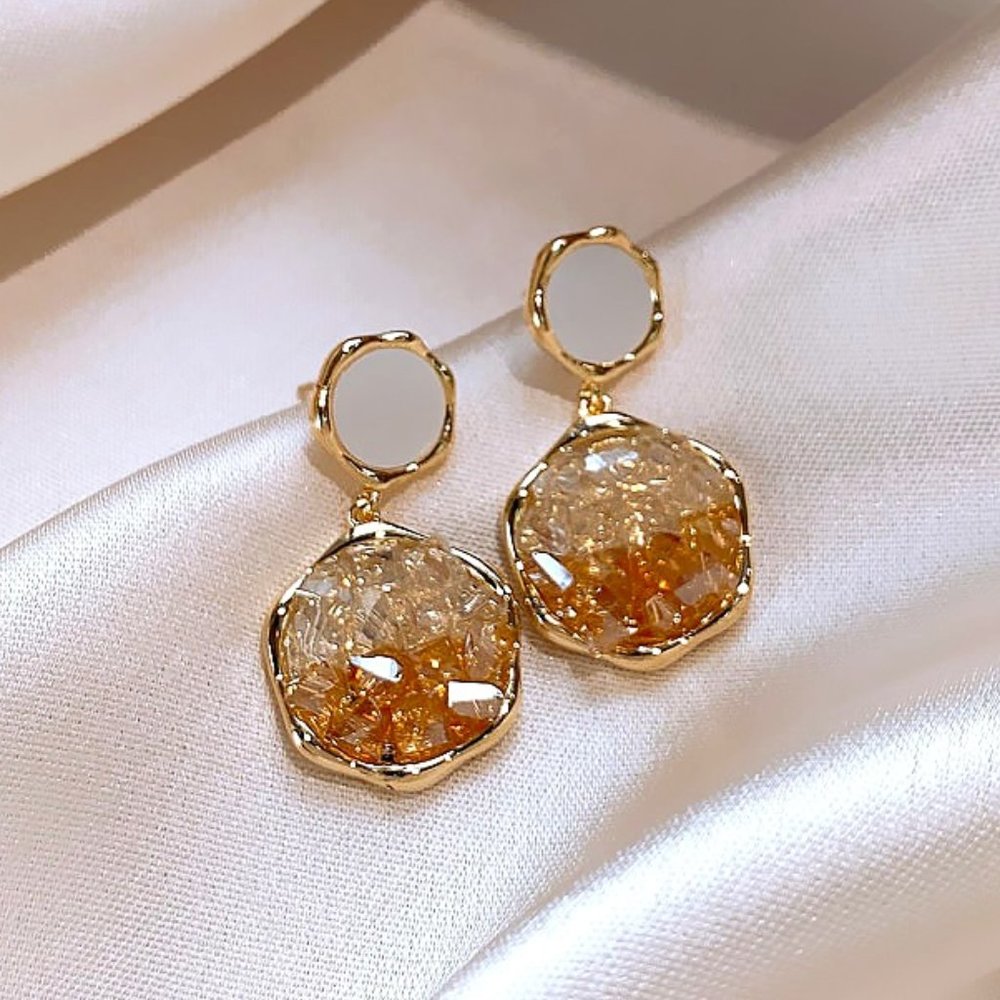 GOLICC Champagne Crystal Earrings